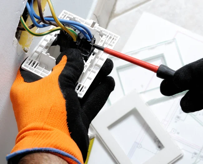 electrician working in a residential electrical system