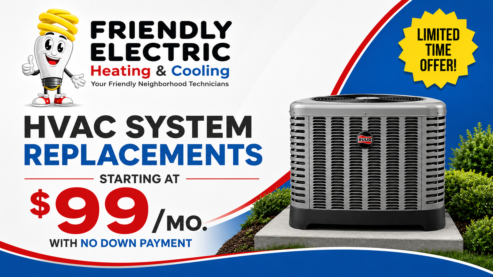 HVAC System Replacements Starting at $99/Mo - Friendly Electric Heating & Cooling