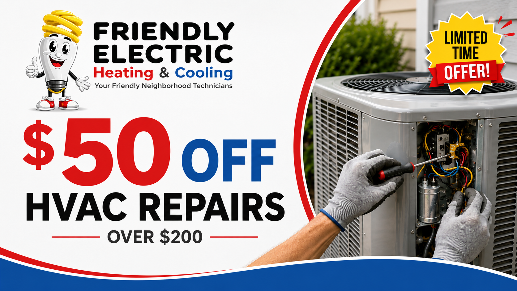 $50 Off HVAC Repairs - Friendly Electric Heating & Cooling